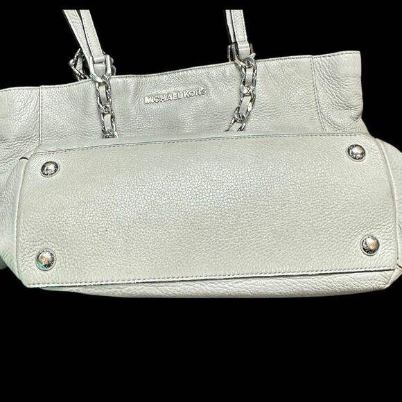 MICHAEL KORS MK Harper Light Doge Gray Grey Purse Bag Tote Shopper Chain Detail - Picture 12 of 12